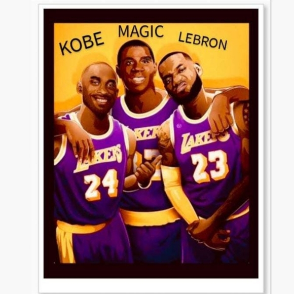 NEW!💯 KOBE BRYANT,LEBRON JAMES,& MAGIC JOHNSON LOS ANGELES LAKERS GLOSSY POSTER - Picture 3 of 5
